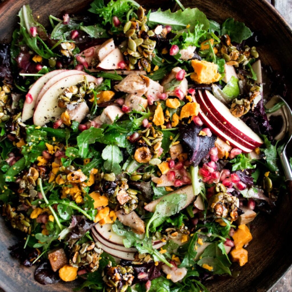 Harvest Apple Salad with Pomegranate Sage Vinaigrette - Featured