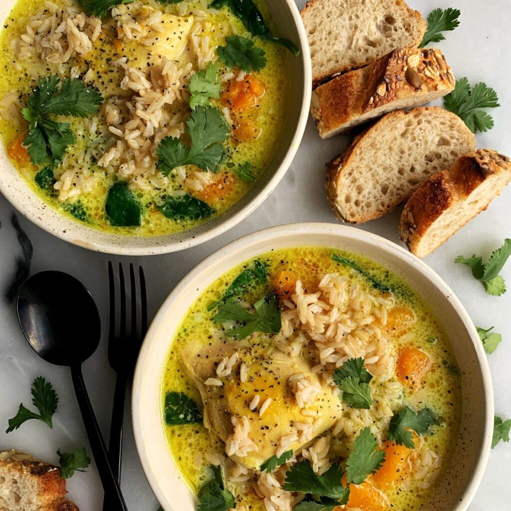 One-Pot Ginger Coconut Milk Chicken Bowls - Featured